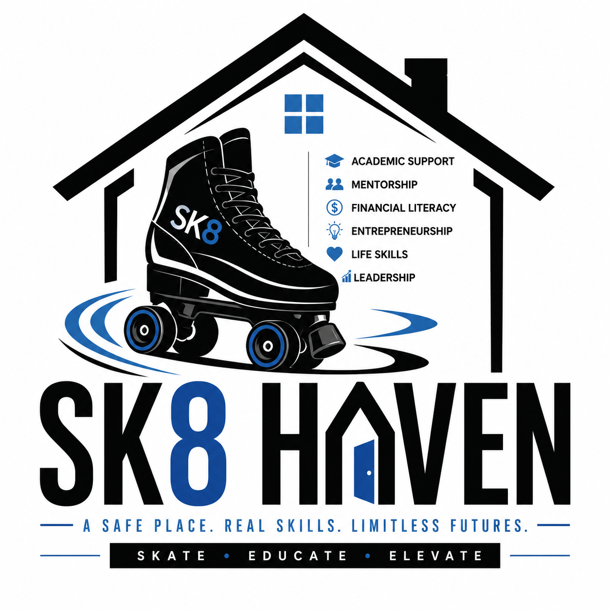 Sk8 Haven logo — a safe place, real skills, limitless futures